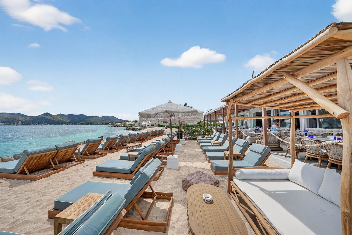 Beachfront table by the sea